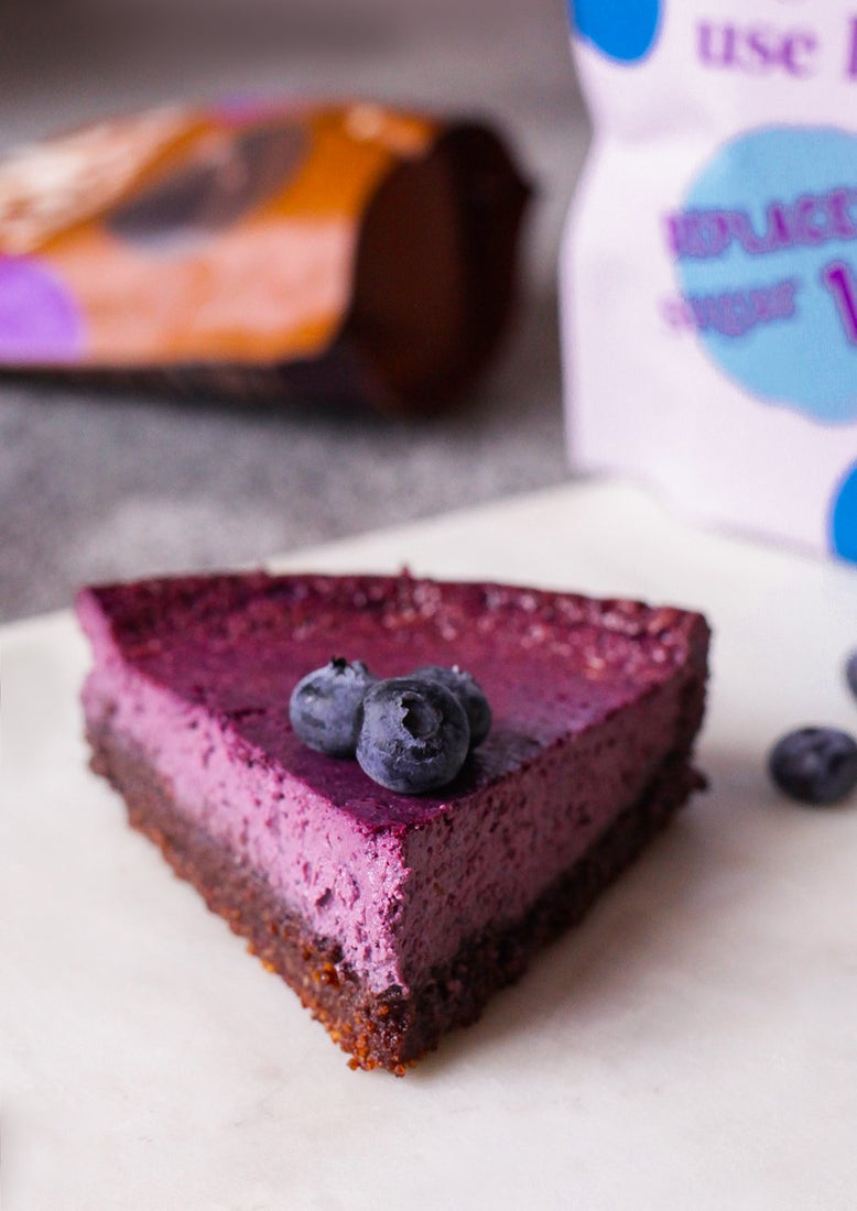 Healthy blueberry cheesecake with no added sugar.