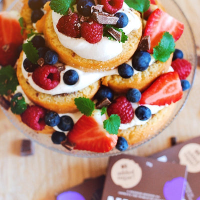 Soft roll cake with chocolate filling no added sugar.